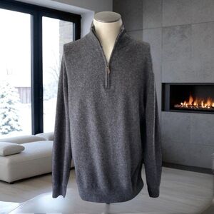 BILTMORE GREY CASHMERE QUARTER ZIP SWEATER